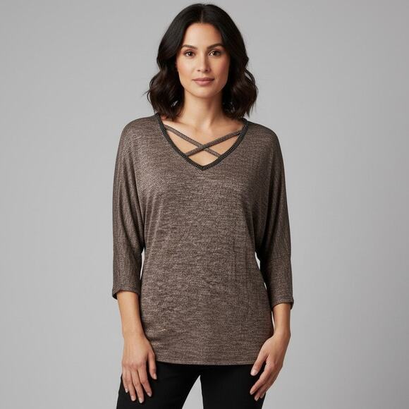 Juicy Couture Tops - JUICY COUTURE Size L Grey Long Sleeve Rhinestone Studded Soft Comfy Top Womens